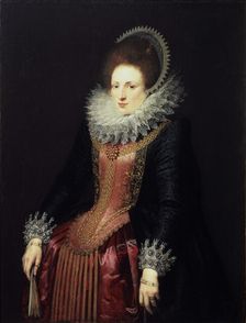 Portrait of a Lady with a Fan 1610s. Artist: Flemish Master
