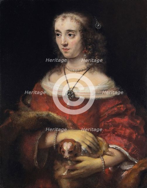 Portrait of a Lady with a Lap Dog, ca 1665. Artist: Rembrandt van Rhijn (1606-1669)