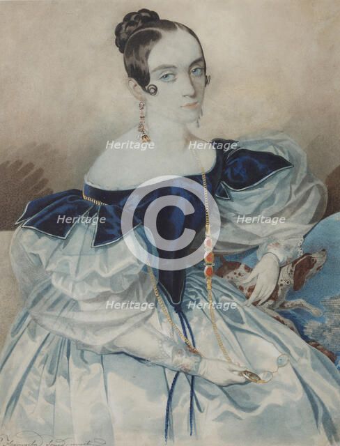 Portrait of a Lady with a Lorgnette, 1830s. Creator: Hampeln, Carl, von (1794-after 1880).