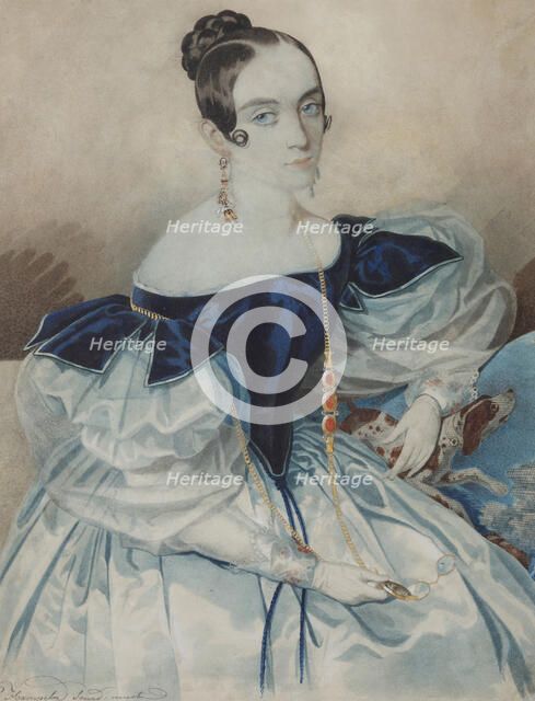 Portrait of a Lady with a Lorgnette, 1830s. Creator: Hampeln, Carl, von (1794-after 1880).