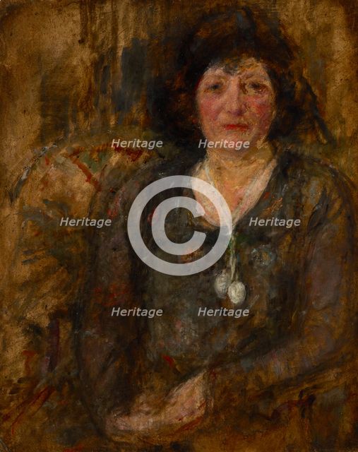 Portrait of a Lady with a Necklace, between 1914-1916. Creator: Olga Boznanska.