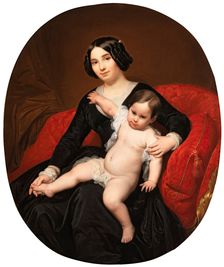 Portrait of a Lady with her Son, 1849. Creator: Carlos Luis de Ribera y Fieve