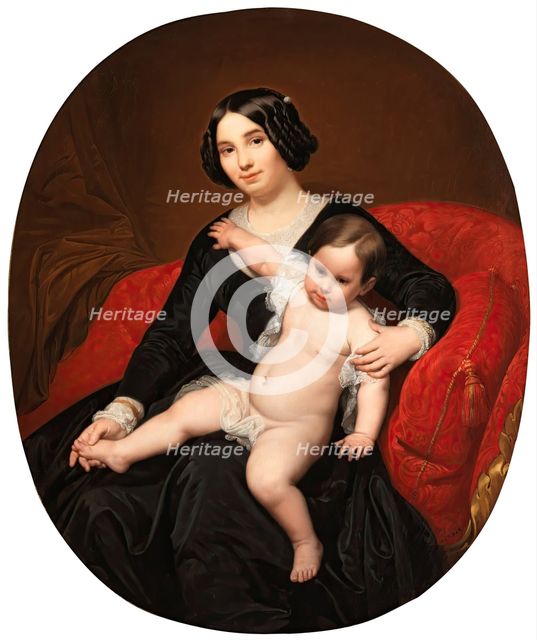 Portrait of a Lady with her Son, 1849. Creator: Carlos Luis de Ribera y Fieve.