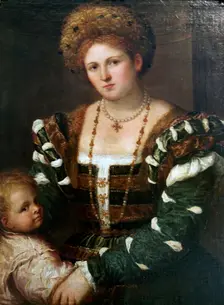 Portrait of a Lady with her Son mid-1530s. Artist: Paris Bordone