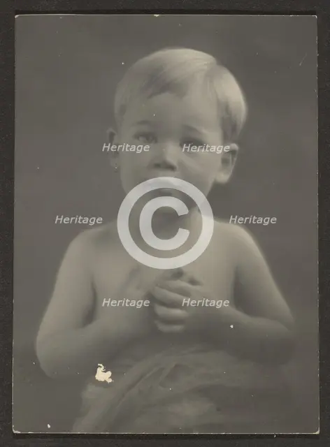 Portrait of a Little Boy in Draped Cloth, 1907-1943. Creator: Louis Fleckenstein.