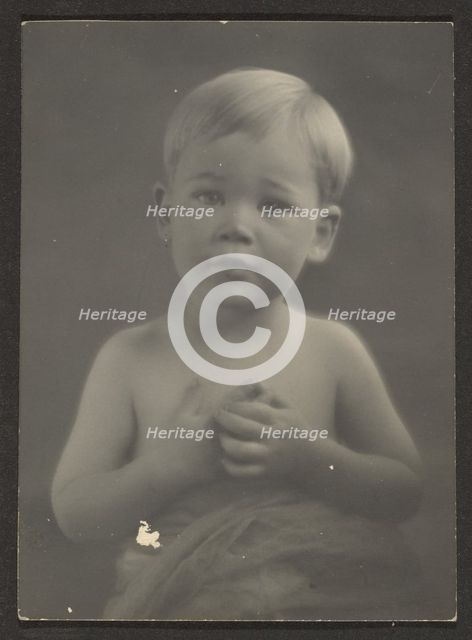 Portrait of a Little Boy in Draped Cloth, 1907-1943. Creator: Louis Fleckenstein.