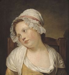 Portrait of a little girl in a white cap. Creator: Ecole Francaise