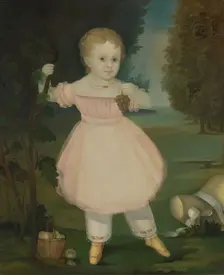 Portrait of a Little Girl Picking Grapes, 1840-50. Creator: Unknown