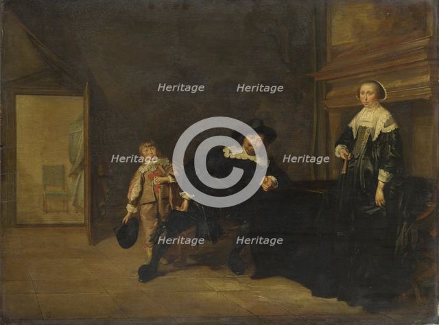 Portrait of a Man, a Woman and a Boy in a Room, 1640. Artist: Codde, Pieter (1599-1678)