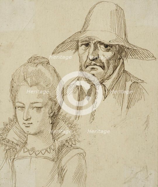 Portrait of a man and a woman, unknown date. Creator: Anon.