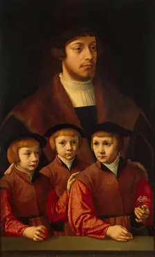 Portrait of a Man and His Three Sons, late 1530s-early 1540s. Creator: Bartholomaeus Bruyn the Elder