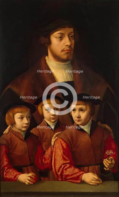 Portrait of a Man and His Three Sons, late 1530s-early 1540s. Creator: Bartholomaeus Bruyn the Elder.