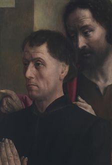 Portrait of a Man at Prayer with Saint John the Baptist, c1475. Creator: Hugo van der Goes