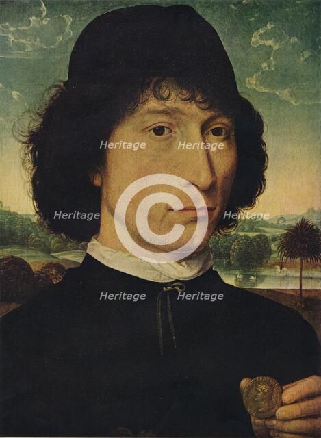 'Portrait of a man holding a coin of the Emperor Nero', 1474. Artist: Hans Memling.
