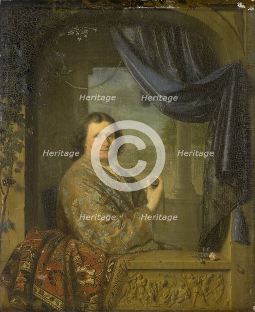 Portrait of a Man holding a Watch, 1688. Artist: Slingelandt, Pieter Cornelisz, van (1640-1691)