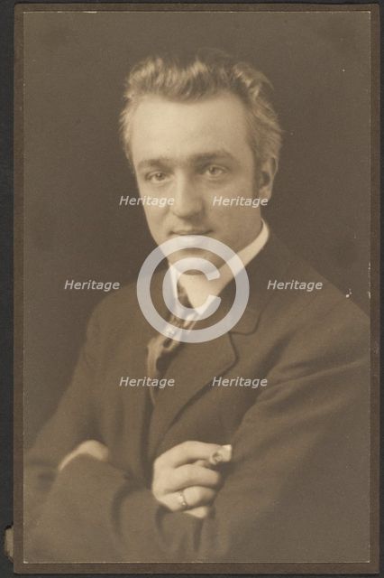 Portrait of a Man Holding Cigar, 1907-1924. Creator: Louis Fleckenstein.