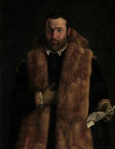 Portrait of a Man in a Fur-Trimmed Coat, ca. 1540. Creator: Italian (Lombard) Painter (ca. 1540)