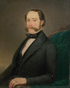 Portrait of a Man in a Green Armchair, 1860-1870. Creator: Ludovit Nyulassy