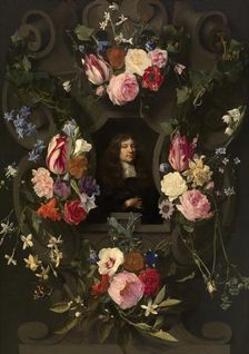 Portrait of a Man in a Guirland, c1850-1880. Creator: Gonzalès Cockes