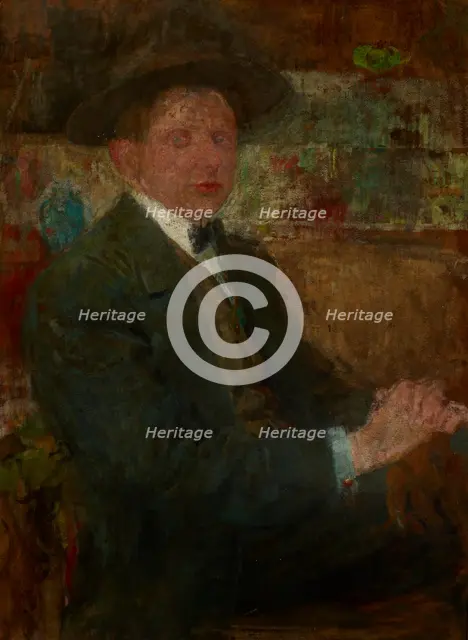 Portrait of a Man in a Hat, between 1914-1916. Creator: Olga Boznanska.