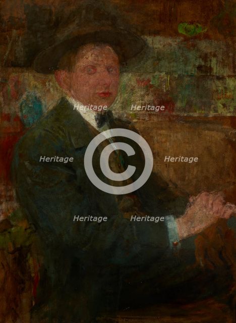 Portrait of a Man in a Hat, between 1914-1916. Creator: Olga Boznanska.