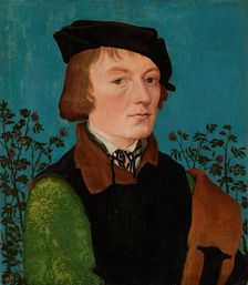 Portrait of a Man in Front of a Rose Hedge, 1512-1513. Creator: Hans Baldung