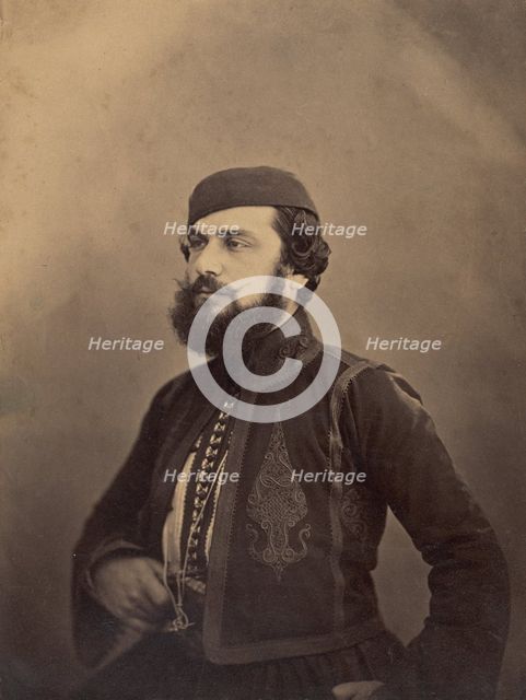 Portrait of a Man in Middle Eastern or  North African Clothing, after 1860. Creator: Gustave Le Gray.
