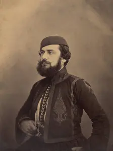 Portrait of a Man in Middle Eastern or North African Clothing, after 1860. Creator: Gustave Le Gray