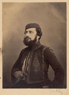 Portrait of a Man in Middle Eastern or North African Clothing, after 1860. Creator: Gustave Le Gray