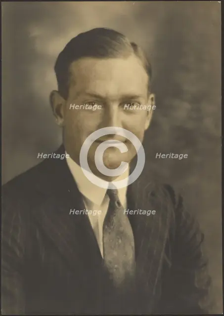 Portrait of a Man in Pinstripe Suit, 1907-1943. Creator: Louis Fleckenstein.