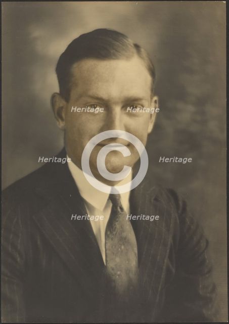 Portrait of a Man in Pinstripe Suit, 1907-1943. Creator: Louis Fleckenstein.