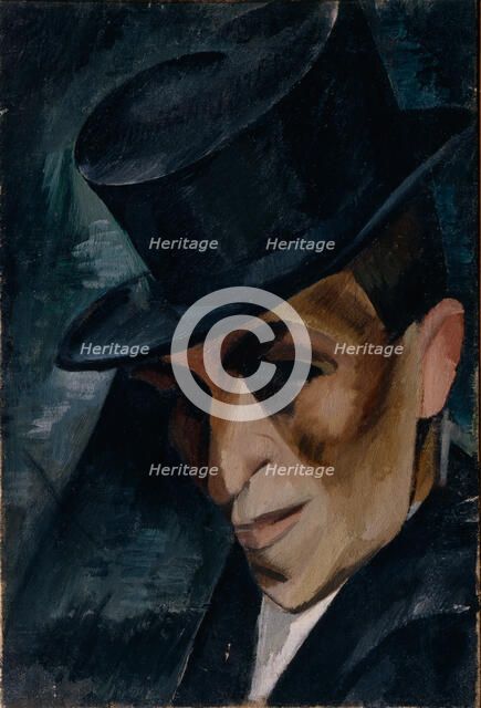 Portrait of a Man in Top Hat, 1915. Creator: Osmiorkin, Alexander Alexandrovich (1892-1953).