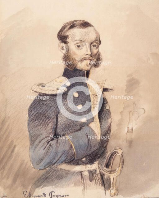 Portrait of a Man in Uniform. Edmond Peyron. (c1850s). Creator: Fritz von Dardel.