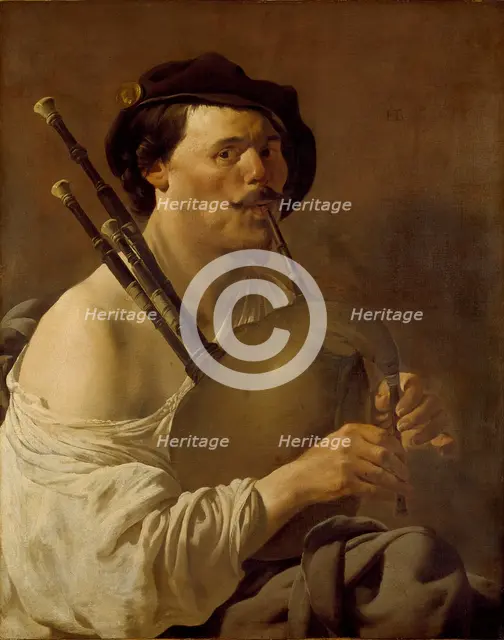 Portrait of a Man playing the Bagpipes, 1624. Artist: Hendrick ter Brugghen.