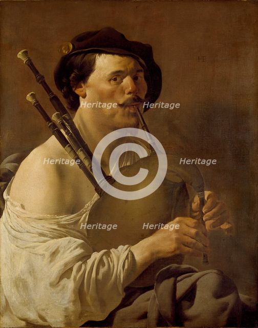 Portrait of a Man playing the Bagpipes, 1624. Artist: Hendrick ter Brugghen.