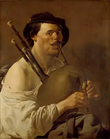 Portrait of a Man playing the Bagpipes, 1624. Artist: Hendrick ter Brugghen