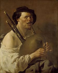 Portrait of a Man playing the Bagpipes, 1624. Artist: Hendrick ter Brugghen