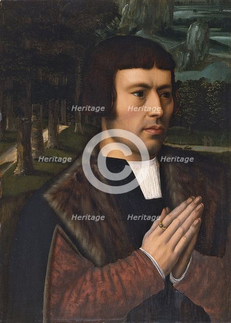 Portrait of a Man praying. Artist: Benson, Ambrosius (1495-1550)