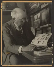 Portrait of a Man Reading Magazine, 1907-1943. Creator: Louis Fleckenstein