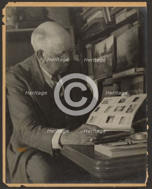 Portrait of a Man Reading Magazine, 1907-1943. Creator: Louis Fleckenstein.