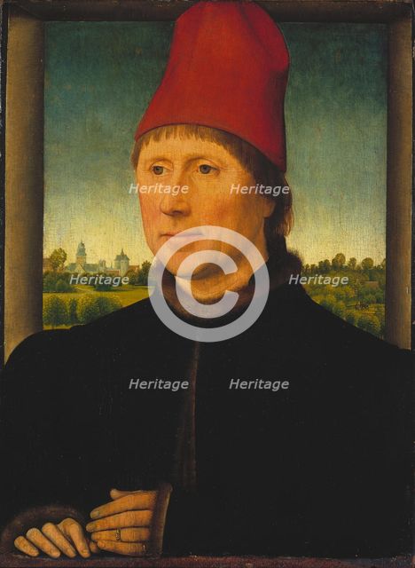 Portrait of a Man Wearing a High Red Cap, c1470-1475. Creator: Hans Memling.
