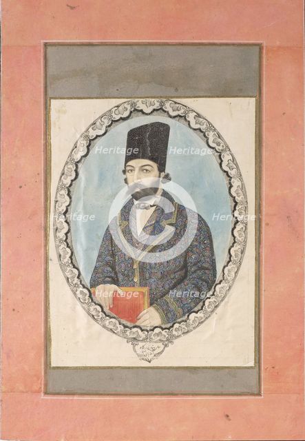 Portrait of a man with a Book, c. 1870. Artist: Aqa Bala (active Mid of 19th cen.)
