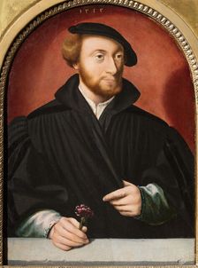 Portrait of a man with a carnation, 1535. Creator: Bruyn, Bartholomaeus (Barthel), the Elder (1493-1555)