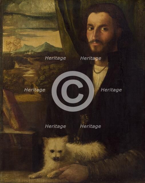 Portrait of a Man with a Dog, c. 1520. Creator: Giovanni Cariani.