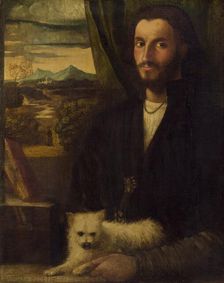 Portrait of a Man with a Dog, c. 1520. Creator: Giovanni Cariani