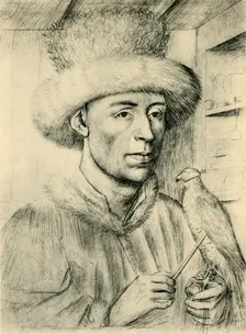 Portrait of a Man with a Falcon c1447, (1943). Creator: Petrus Christus
