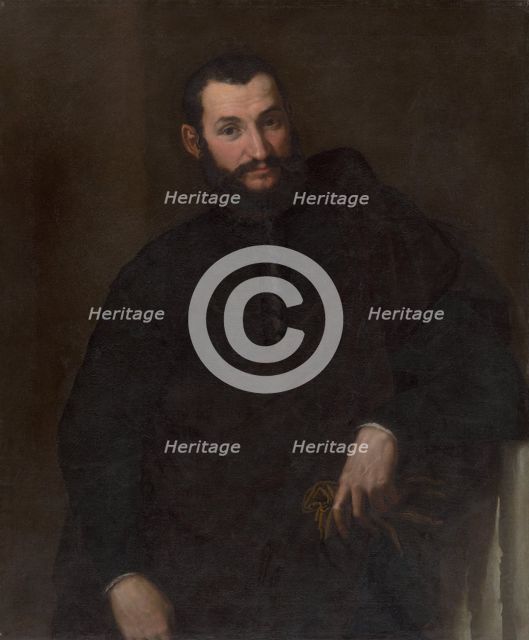 Portrait of a Man (With a Fragment of Antique Column), around 1540. Creator: Paris Bordone.