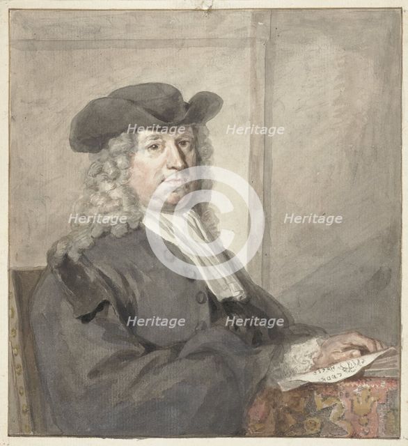 Portrait of a man with a hat and a grey wig, to the right, 1720-1792. Creator: Aert Schouman.