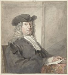 Portrait of a man with a hat and a grey wig, to the right, 1720-1792. Creator: Aert Schouman