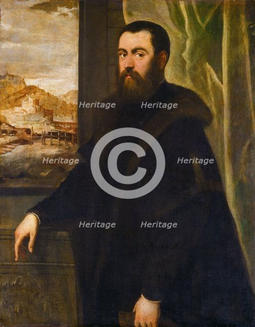 Portrait of a Man with a Landscape View, 1552/1556. Creators: Jacopo Tintoretto, Martin de Vos.